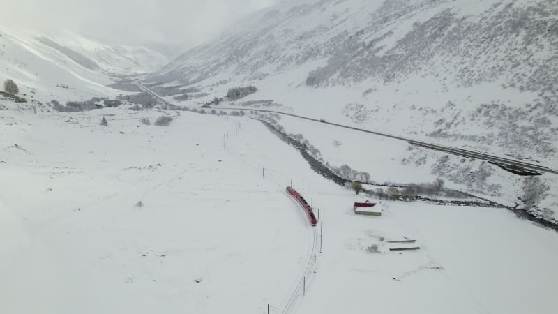 Ski Train in Switzerland Used to Shuttle Passengers and Skiers to Ski Resorts