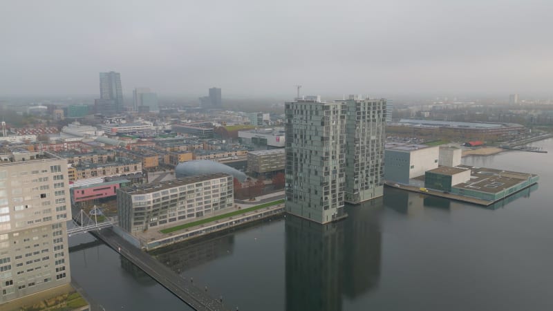 Skyline Almere and apartment buildings