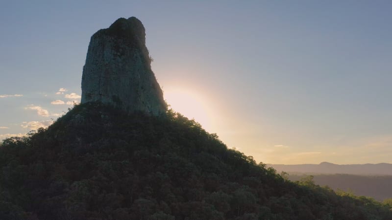 Aerial view of the Glasshouse Mountains, Sunshine Coast, Queensland, Australia.