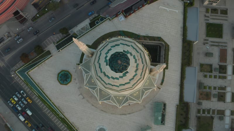 Marmara University Mosque Futuristic Building in Istanbul from Aerial Birds Eye Top down Overhead perspective