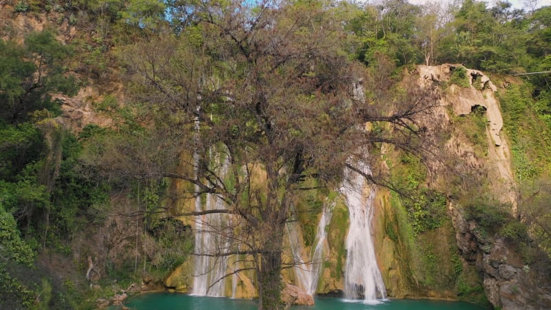 Aerial view of Minas Viejas Waterfalls in San Luis Potosi.