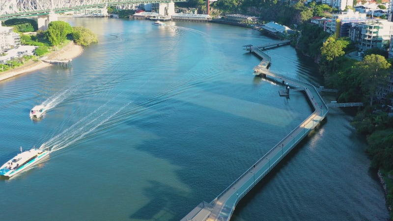 Aerial view of Riverwalk and Story Bridge