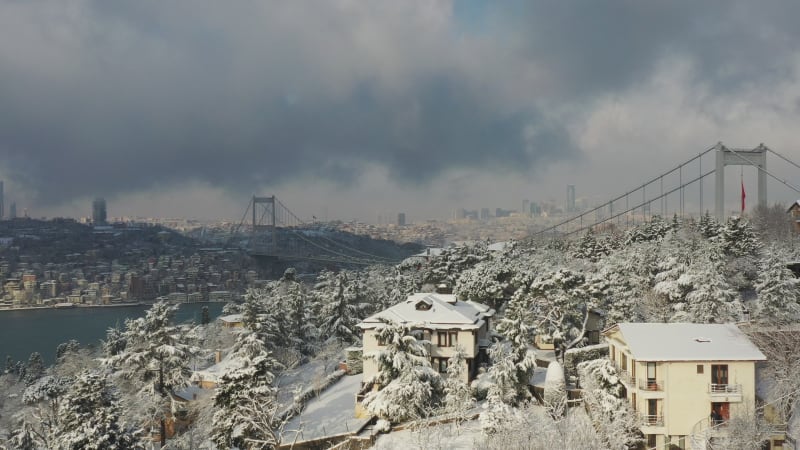 Aerial view of Istanbul in wintertime, Istanbul, Turkey.