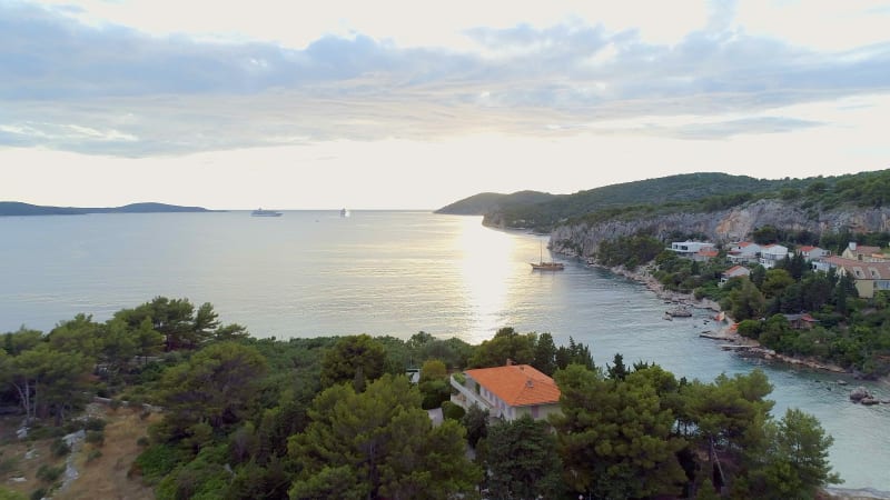 Secluded Bay in Hvar Croatia at Sunset