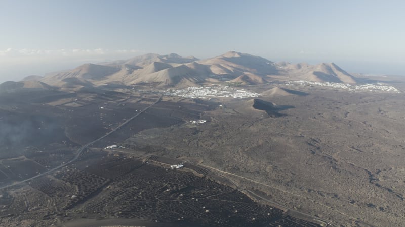 Aerial view of La Geria, Lanzarote Island, Canary Islands, Spain.