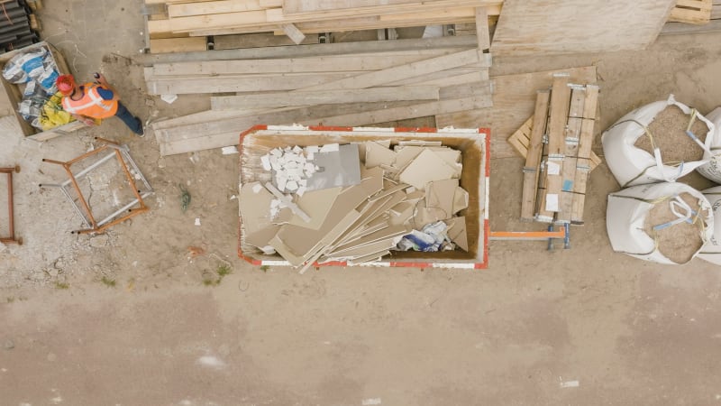 Capturing an Aerial View of Construction Site Materials