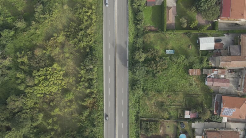 Aerial view of vehicles on the highway in Avellino, Irpinia, Campania, Italy.