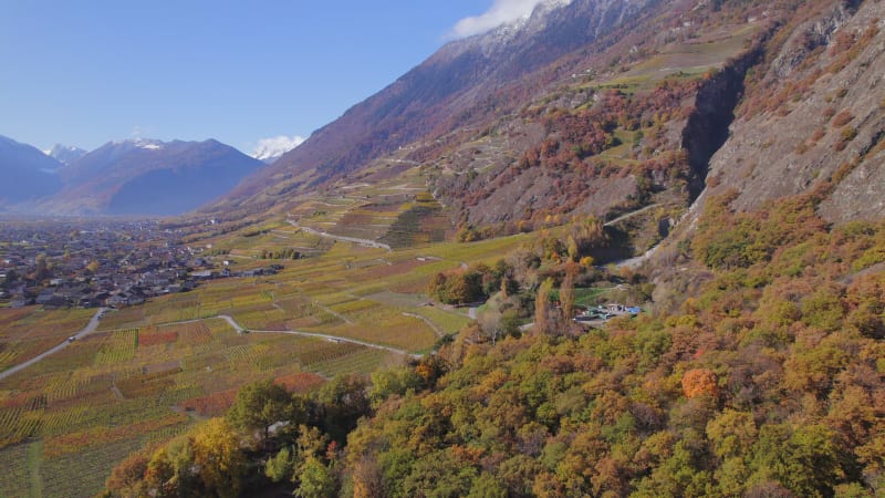 The Valais Wine Region in Switzerland Aerial View