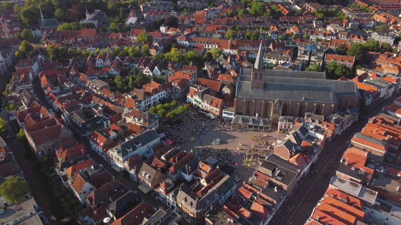 Sint Joriskerk on the Hof square and Elleboogkerk in Amersfoort, Utrecht province, the Netherlands.