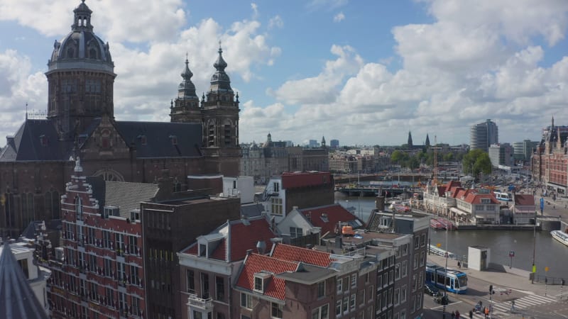 Close Up Aerial of Basilica of Saint Nicholas, Amsterdam