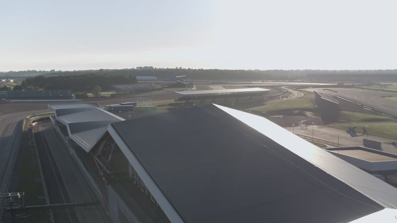 Sunrise View of the Silverstone Race Circuit at the International Pit Straight