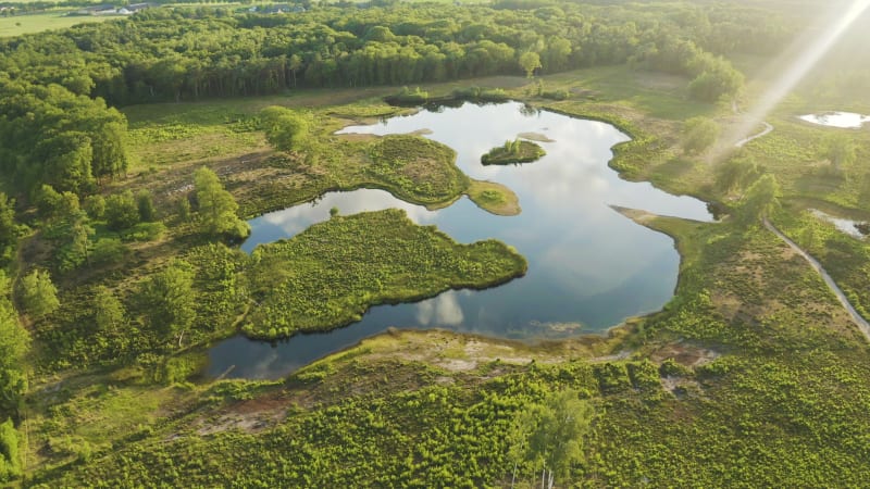 Gorgeous natural lake in warm evening light