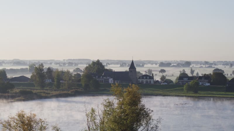 Foggy Krimpenerwaard Landscape in The Netherlands