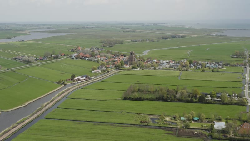 Town Ransdorp In The Netherlands With Fields and Canals