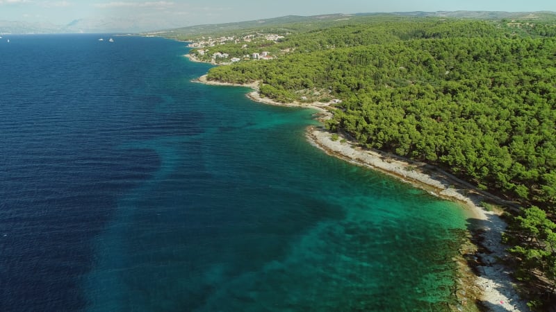 Aerial view of rocky coastline in the Adriatic.