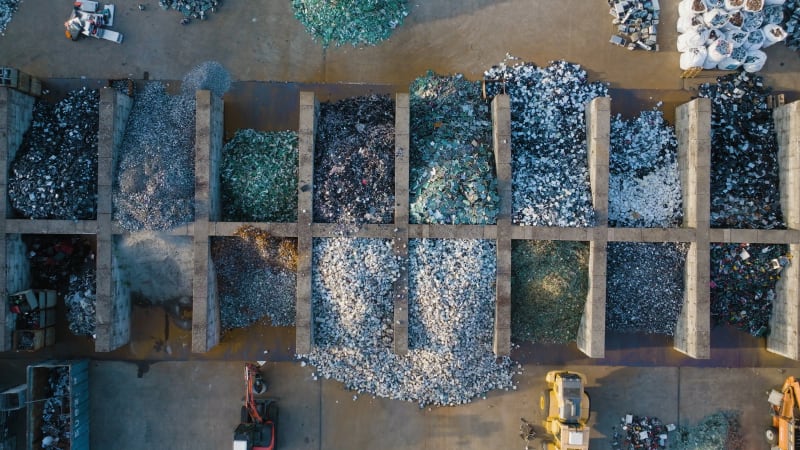 Overhead View of Recycled Materials in the Netherlands