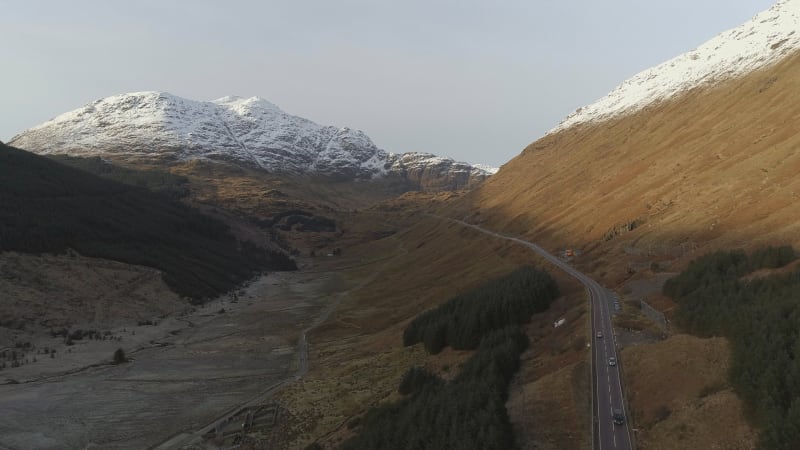 Aerial View of a Beautiful Scottish Valley in the Highlands