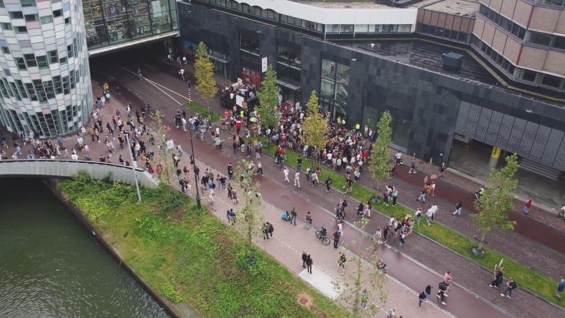 Protesters Marching Down A Street During Unmute Us Campaign In Utrecht, Netherlands.