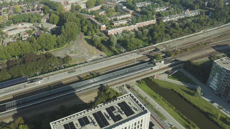 Aerial View of Train Station Diemen Zuid in the Netherlands