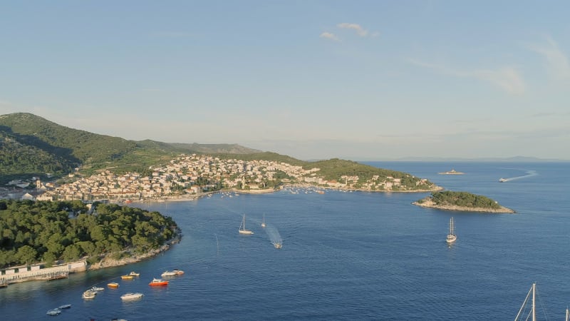 Port of Hvar in Croatia Aerial View