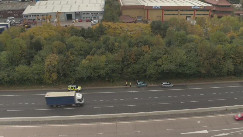 Police Attending the Scene of an Accident on a Motorway