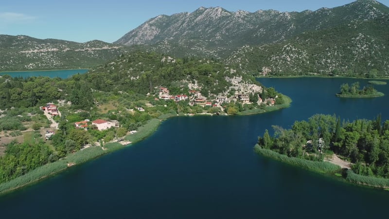 Aerial view of Bacina fresh water lakes