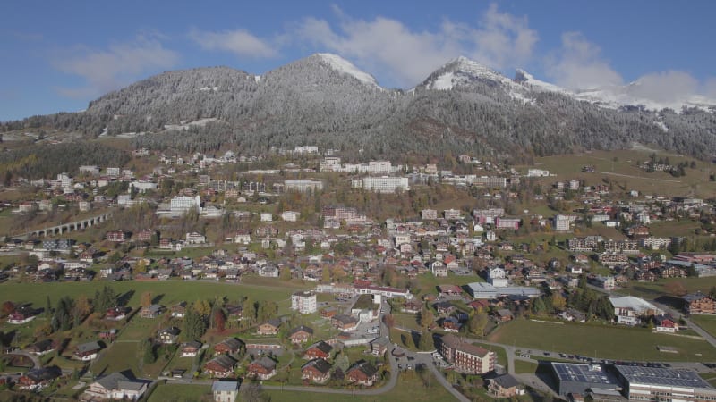 Aerial Views of the Municipality of Leysin in Aigle Switzerland