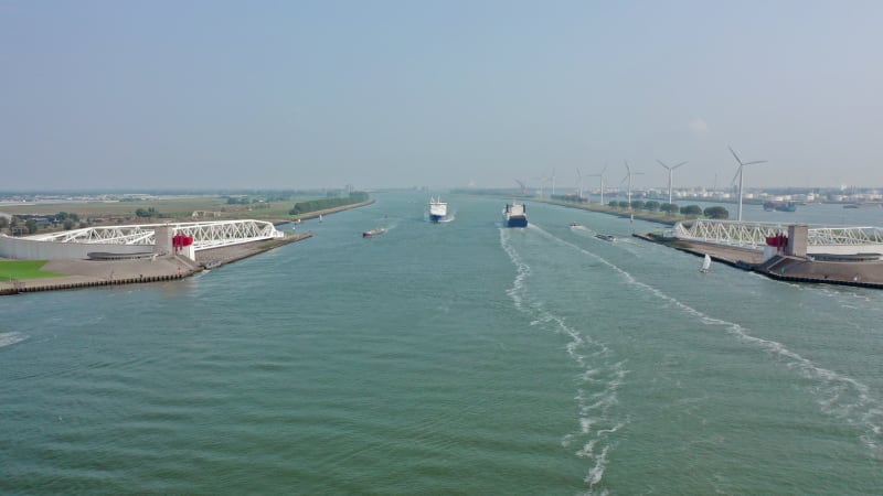 Time Lapse of Ferries in Calandkanaal in the Port of Rotterdam