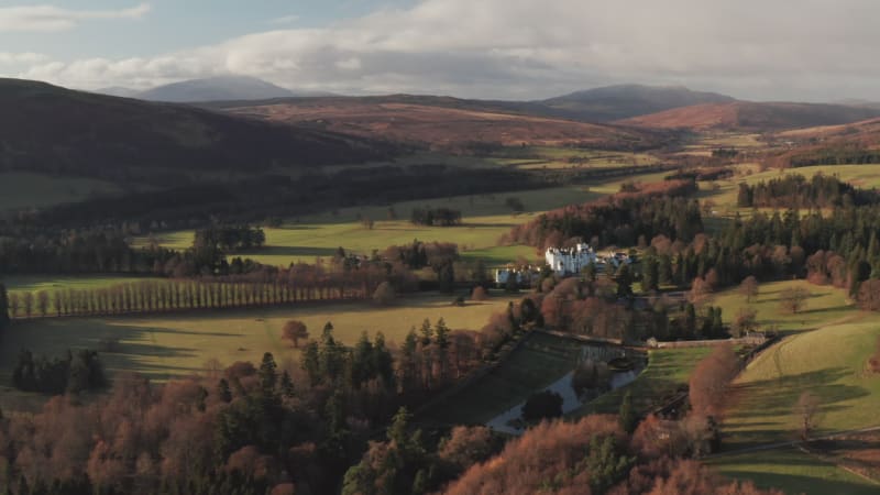 Stunning white Blair Castle on large estate in Scotland