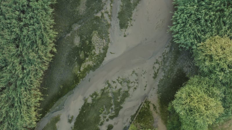 Aerial View of Dried Lake at River Lek, Tull en t Waal, Netherlands