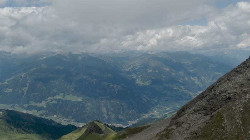 Aerial view of Alps near Zillertal in Austria.