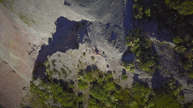 Aerial view of group of people at Irazu volcano in Costa Rica.