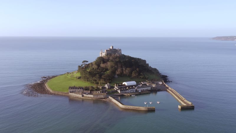 St Michael's Mount in Cornwall a Popular Tourist Attraction Island From the Air