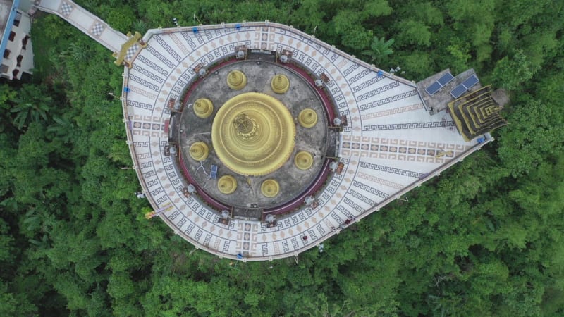 Aerial view of Bandarban temple, Chittagong province, Bangladesh.