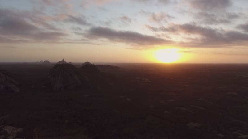 Aerial view of sunset on landscape in the region of Ceara.