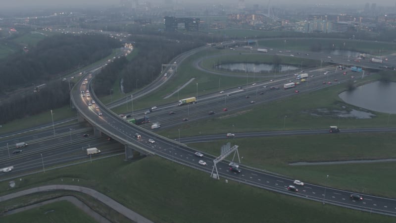 Mysterious Aerial View of Highway Crossing A2 and A12 in Utrecht, Netherlands