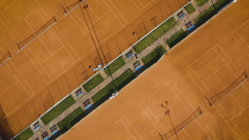 Top down shot of tennis courts in the Netherlands