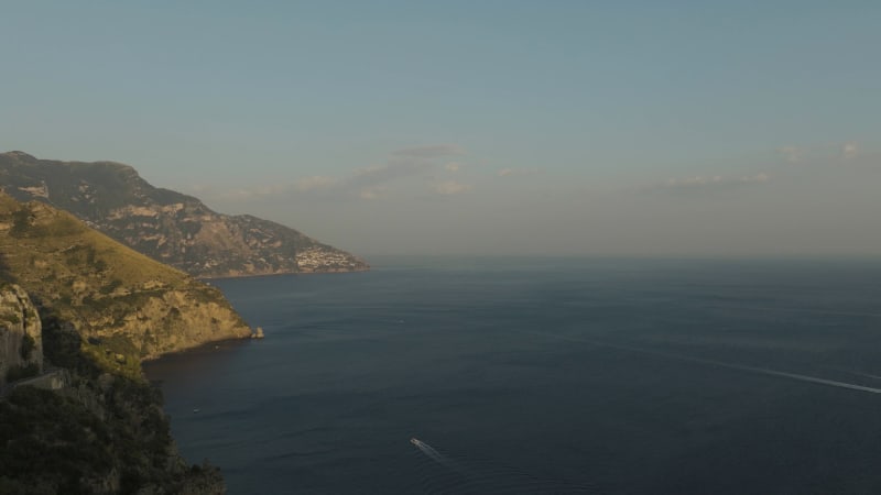 Aerial view of the Amalfi coast, Positano, Salerno, Campania, Italy.