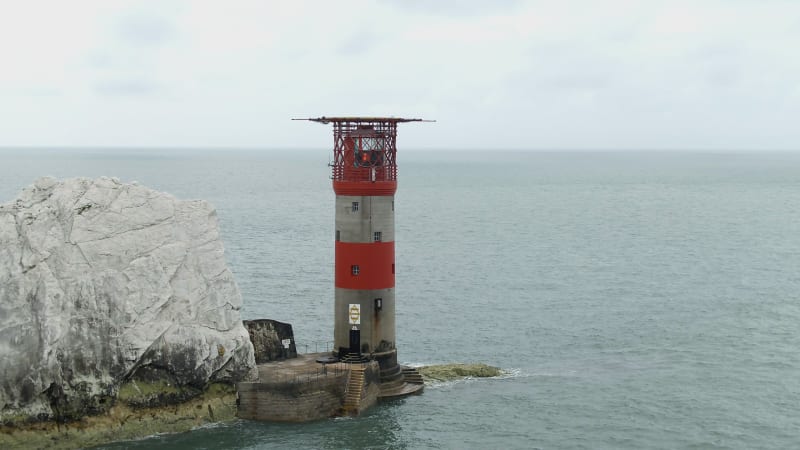 Lighthouse Sat at the End of The Needles a Natural Chalk Coastal Feature