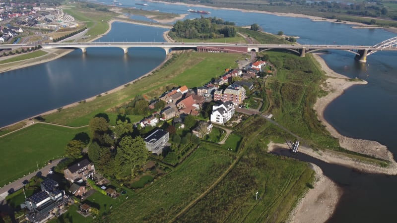 The Waalbrug (Waal Bridge) over the Waal River in Nijmegen, Gelderland province, the Netherlands.