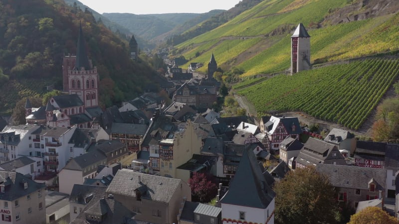 The Picturesque Town of Bacharach on the Shores of the Rhine in Germany