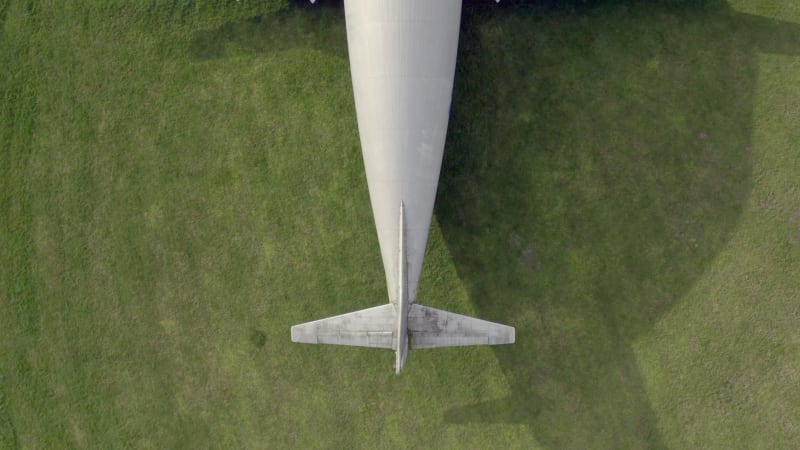 Guppy Cargo Plane at an Airfield Bird's Eye View