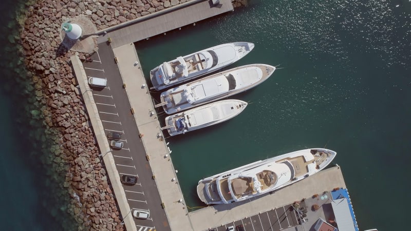 Bird's Eye View of a Yacht and Boat Marina