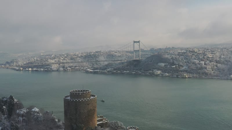 Aerial view of Istanbul in wintertime, Istanbul, Turkey.