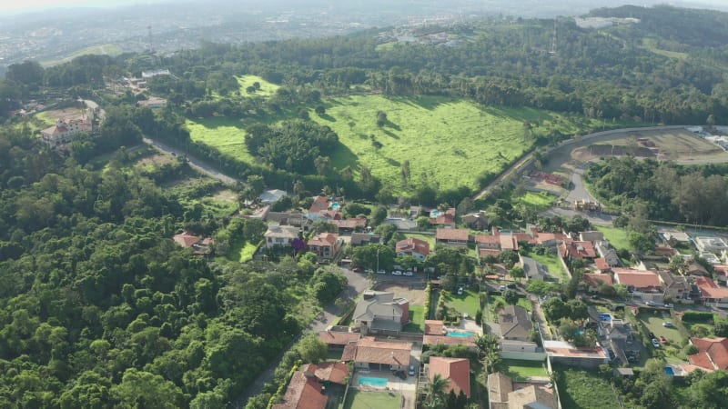 Aerial view of luxury residential houses in suburbs of Sao Paulo, Brazil