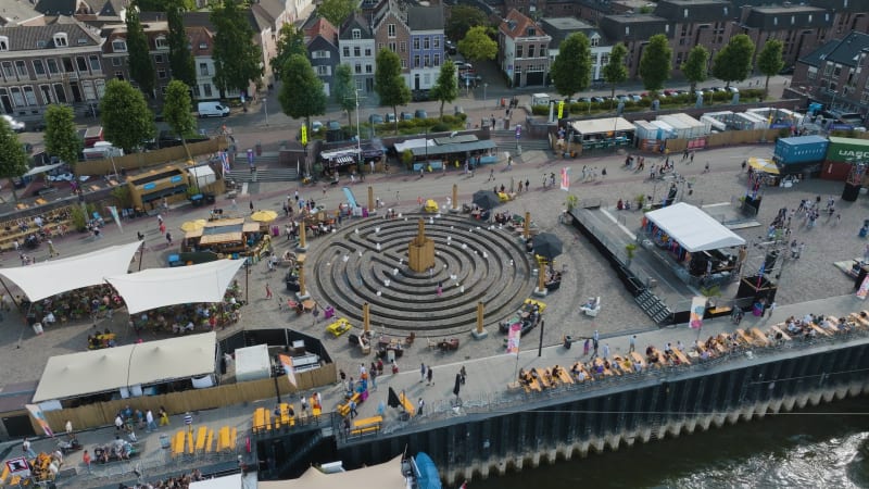 aerial shot of annual event in the city of Nijmegen, called: Four Days Marches of Nijmegen