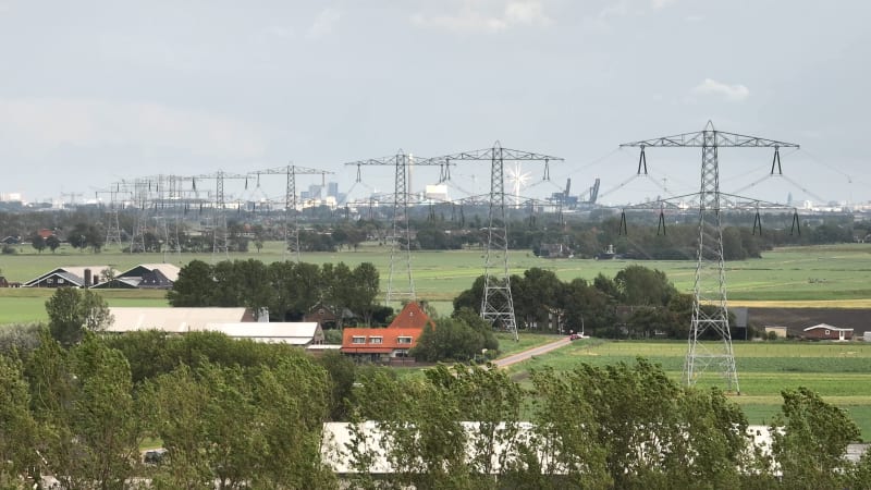 Overhead View of Power Lines in Heemskerk's Countryside