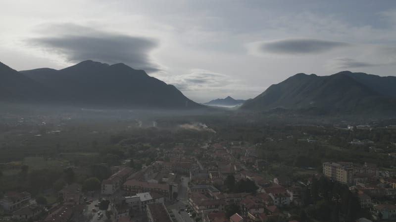 Aerial view of San Michele di Serino, Avellino, Irpinia, Campania, Italy.