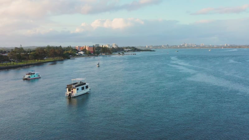 Aerial view of Pumicestone Passage, Queensland, Australia.