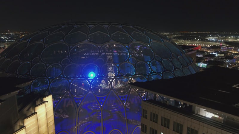 Aerial view of Dubai Expo 2020, United Arab Emirates.